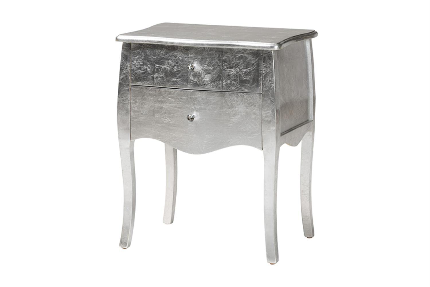Baxton Studio Patrice Silver Finished Wood 2-Drawer End Table